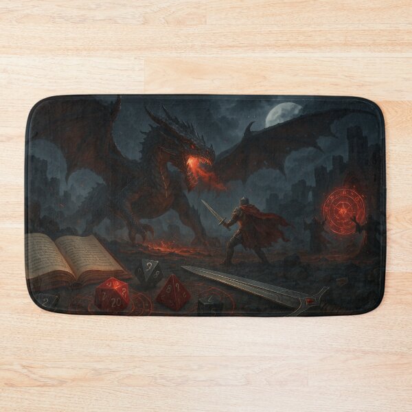 Item preview, Epic Dragon Battle, Dark Fantasy RPG Art, dnd mth playmat play mat designed and sold by CharmedVille.