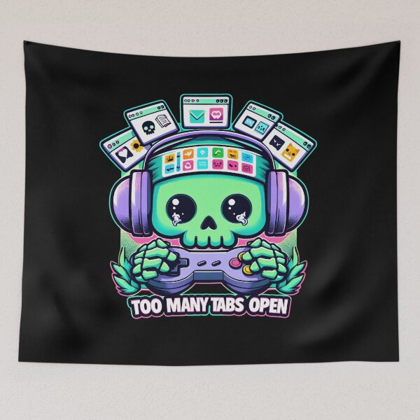 Item preview, My Brain Has Too Many Tabs Open – Funny Gamer Skull Design designed and sold by laggy-soul-0.