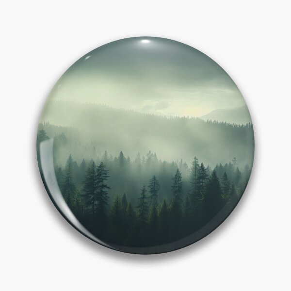 Item preview, Misty Pine Forest Landscape, Moody Green Mountain Fog, Dark Green Nature designed and sold by CharmedVille.