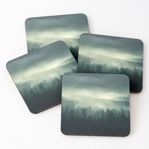 Item preview, Misty Pine Forest Landscape, Moody Green Mountain Fog, Dark Green Nature designed and sold by CharmedVille.