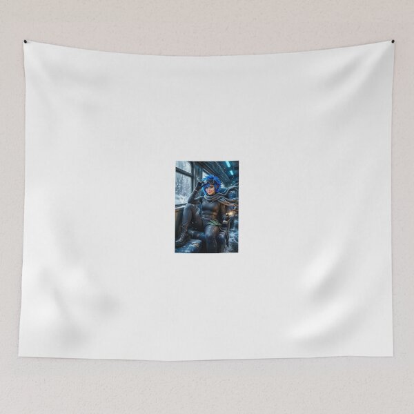 Item preview, cipher blue haired infiltrator in winter blizzard designed and sold by CathryneDelamort.