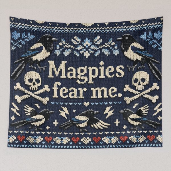 Item preview, Magpies fear me skull magpie knit design designed and sold by Mauswohn.