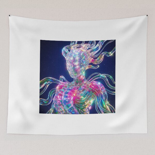 Item preview, Neon Iridescent Alien Goddess in Space designed and sold by maboroshilab.