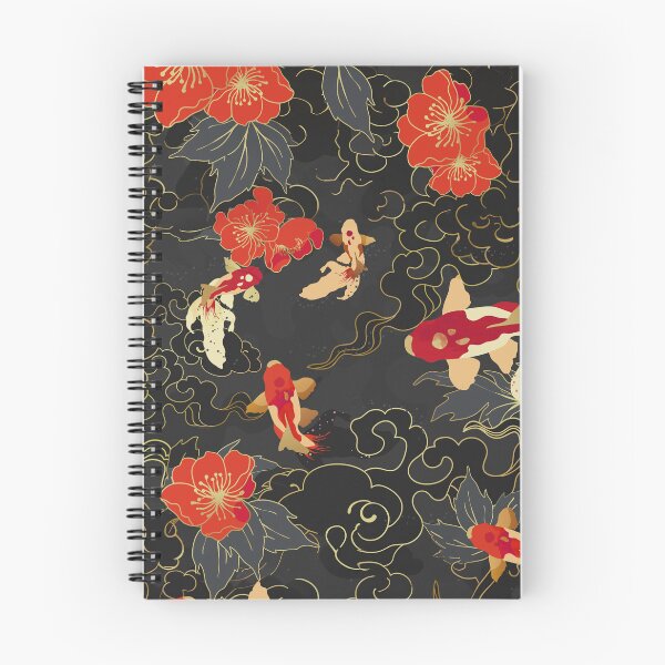 Item preview, red gold koi fish floral japanese pattern, Aesthetic play mat deskpad designed and sold by CharmedVille.