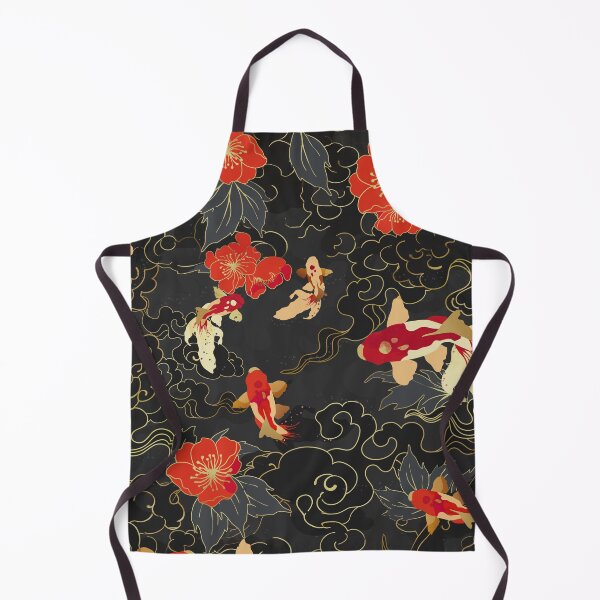 Item preview, red gold koi fish floral japanese pattern, Aesthetic play mat deskpad designed and sold by CharmedVille.