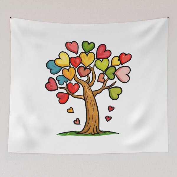 Item preview, Rainbow Heart Blossom Tree Saint Valentine's Day - Colorful Growing Love Tree Art Print designed and sold by DesignArtist.ia.