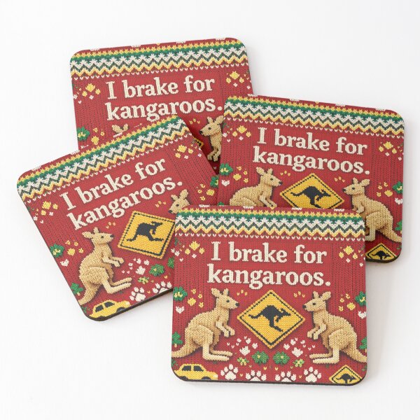 Item preview, I brake for kangaroos Australia knitting pattern design designed and sold by Mauswohn.