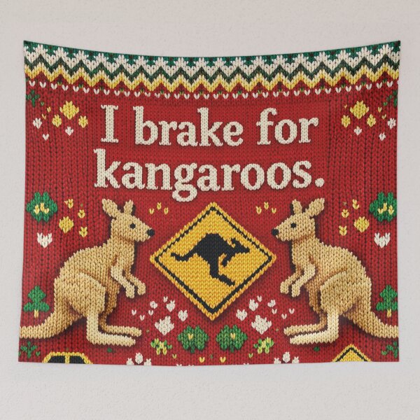 Item preview, I brake for kangaroos Australia knitting pattern design designed and sold by Mauswohn.