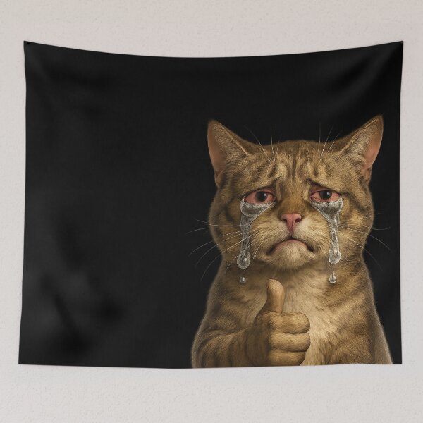 Item preview, Sorrowful Kitty Thumbs Up Meme designed and sold by Oddifys.