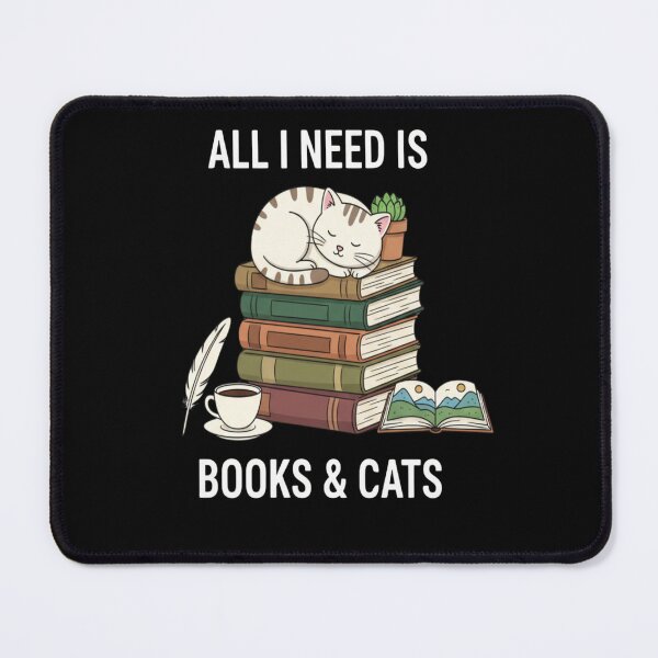 Item preview, All I Need Is Books & Cats Cozy Reading Design | Sleeping Cat & Bookworm Art designed and sold by FreeArt2.