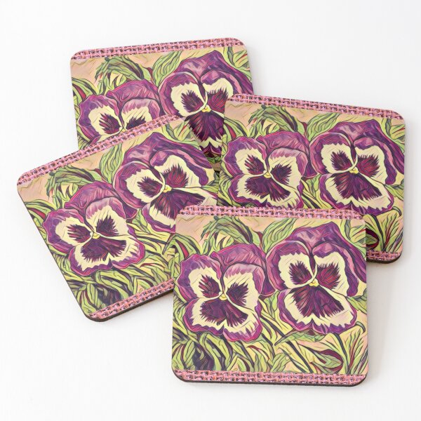 Item preview, Purple Pansies in Pink Weave designed and sold by oh-bi-me.