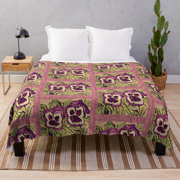 Item preview, Purple Pansies in Pink Weave designed and sold by oh-bi-me.