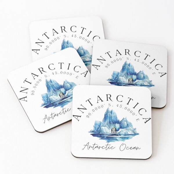 Item preview, Antarctica Coordinates & Penguins - Watercolor Iceberg Souvenir designed and sold by Shopeon Designs.
