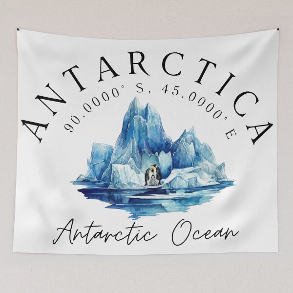 Item preview, Antarctica Coordinates & Penguins - Watercolor Iceberg Souvenir designed and sold by Shopeon Designs.