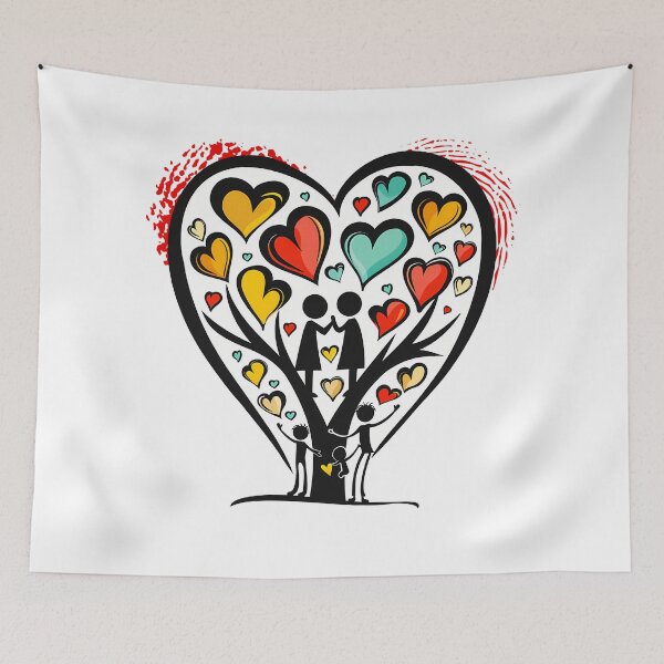 Item preview, Family Heart Tree Saint Valentine's Day - Colorful Growing Love Family Art Print designed and sold by DesignArtist.ia.