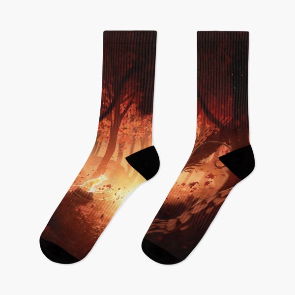 Item preview, fiery forest dragon fantasy autumn woodland glowing spirit cinematic dark mythology designed and sold by CharmedVille.