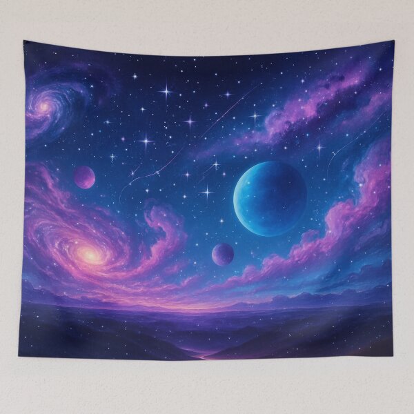 Item preview, Purple Blue Galaxy Landscape, Cosmic Planets Dreamscape Sky designed and sold by CharmedVille.