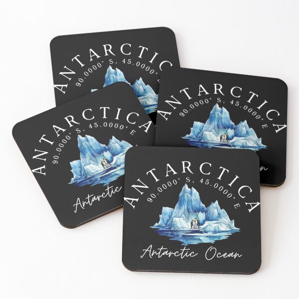 Item preview, Antarctica Coordinates & Penguins - Watercolor Iceberg Souvenir designed and sold by Shopeon Designs.