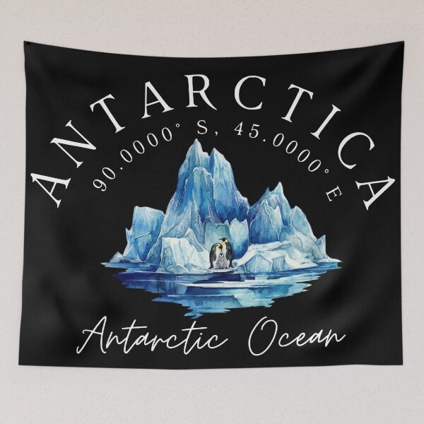Item preview, Antarctica Coordinates & Penguins - Watercolor Iceberg Souvenir designed and sold by Shopeon Designs.