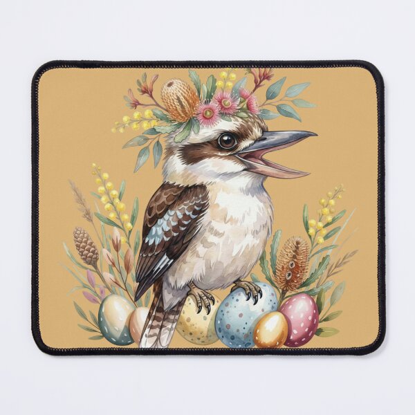 Item preview, Australian Easter Kookaburra with Native Wildflowers & Pastel Eggs – Cute Boho Wildlife Art designed and sold by Wennebabs.
