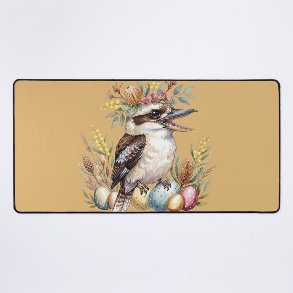 Item preview, Australian Easter Kookaburra with Native Wildflowers & Pastel Eggs – Cute Boho Wildlife Art designed and sold by Wennebabs.