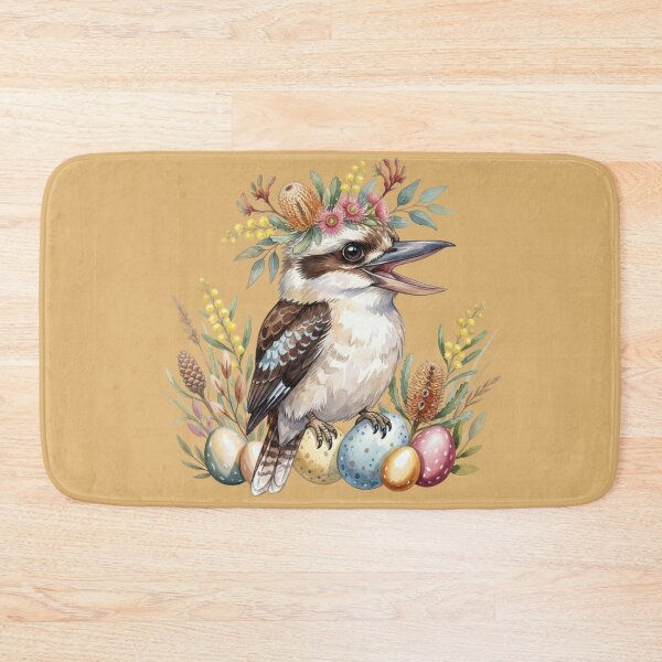 Item preview, Australian Easter Kookaburra with Native Wildflowers & Pastel Eggs – Cute Boho Wildlife Art designed and sold by Wennebabs.