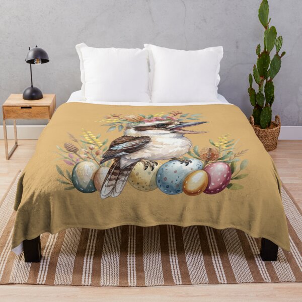 Item preview, Australian Easter Kookaburra with Native Wildflowers & Pastel Eggs – Cute Boho Wildlife Art designed and sold by Wennebabs.