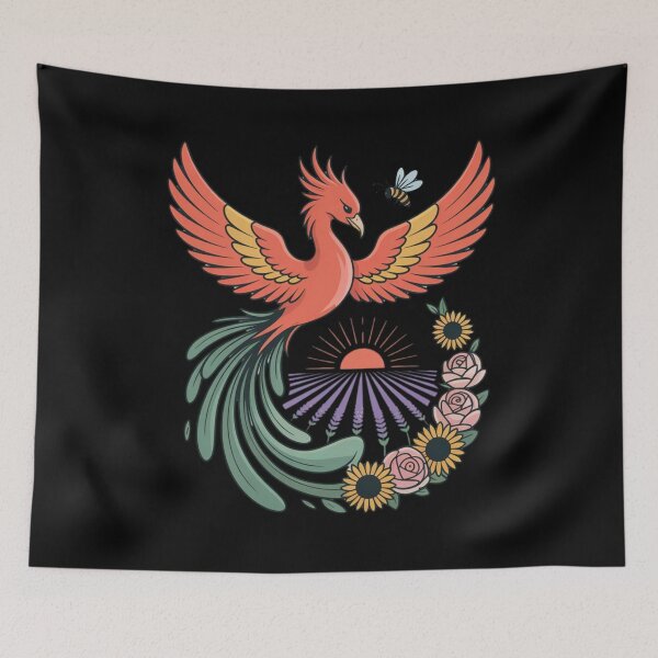 Item preview, Phoenix Sunrise Floral Wreath – Vintage Nature Art designed and sold by Majnon8bp.