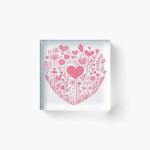 Item preview, Pink Floral Heart Garden Saint Valentine's Day - Cute Botanical Love Silhouette Art Print designed and sold by DesignArtist.ia.