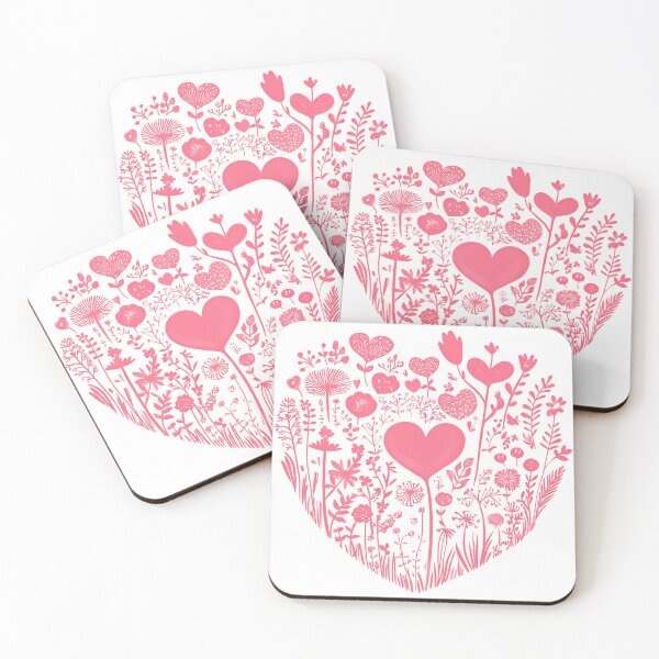 Item preview, Pink Floral Heart Garden Saint Valentine's Day - Cute Botanical Love Silhouette Art Print designed and sold by DesignArtist.ia.