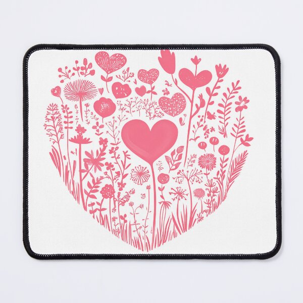 Item preview, Pink Floral Heart Garden Saint Valentine's Day - Cute Botanical Love Silhouette Art Print designed and sold by DesignArtist.ia.