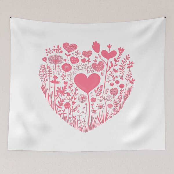 Item preview, Pink Floral Heart Garden Saint Valentine's Day - Cute Botanical Love Silhouette Art Print designed and sold by DesignArtist.ia.