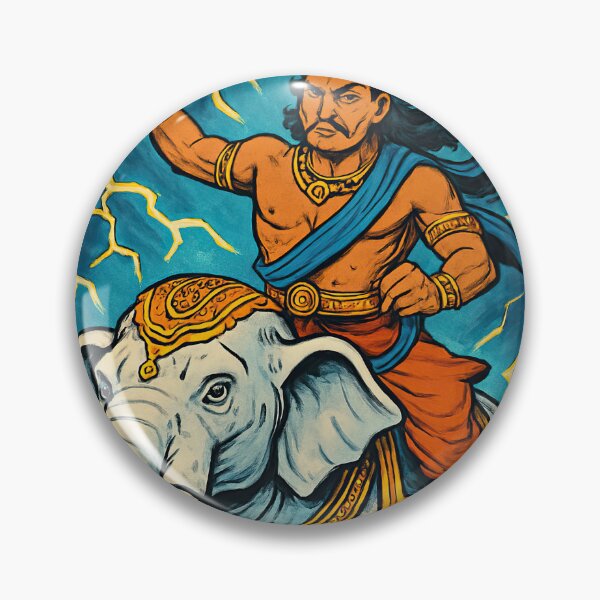 Item preview, Indra, Hindu god of thunder, riding on a white elephant | Comics stylCartoone -  designed and sold by ComicsFactory.