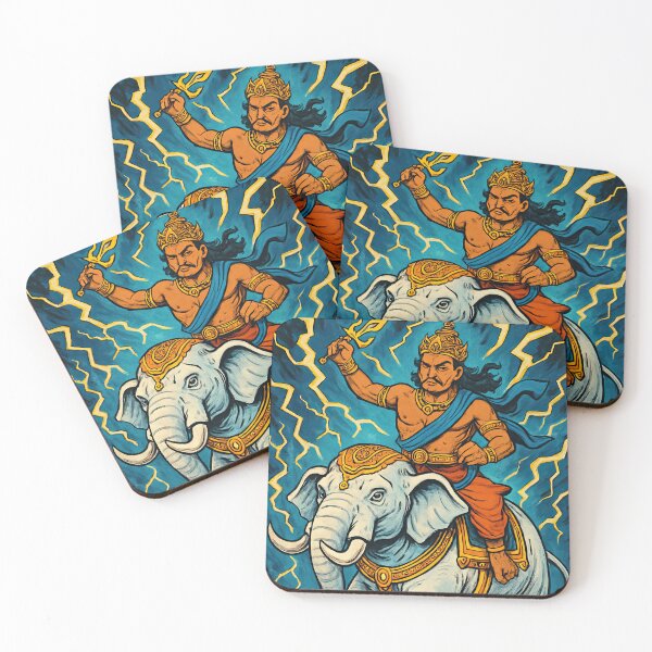 Item preview, Indra, Hindu god of thunder, riding on a white elephant | Comics stylCartoone -  designed and sold by ComicsFactory.