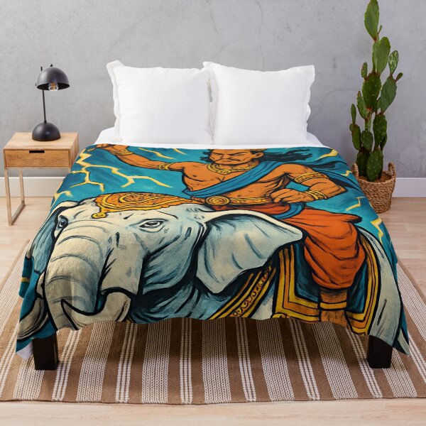 Item preview, Indra, Hindu god of thunder, riding on a white elephant | Comics stylCartoone -  designed and sold by ComicsFactory.