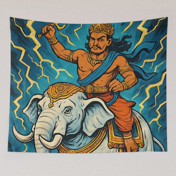 Item preview, Indra, Hindu god of thunder, riding on a white elephant | Comics stylCartoone -  designed and sold by ComicsFactory.