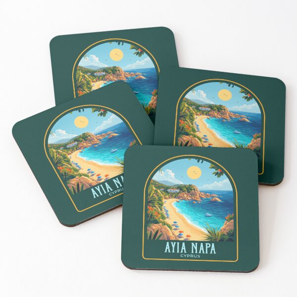 Item preview, Ayia Napa Vintage Travel Illustration designed and sold by HomeLivingCo.