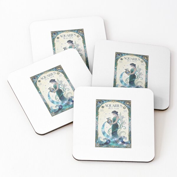 Item preview, Aquarius Zodiac Art Nouveau Poster designed and sold by apixelwall.