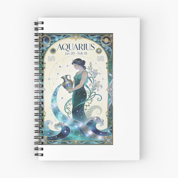 Aperçu de l'œuvre Affiche Art Nouveau du zodiaque Verseau créée et vendue par apixelwall.