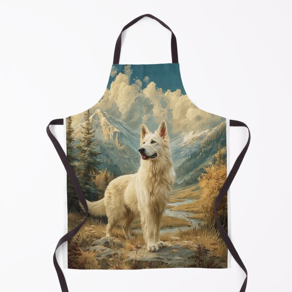 Item preview, White Swiss Shepherd Dog in Mountains designed and sold by PetsArt.