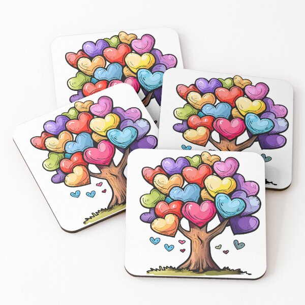 Item preview, Rainbow Heart Blossom Tree Saint Valentine's Day - Colorful Growing Love Tree Art Print designed and sold by DesignArtist.ia.