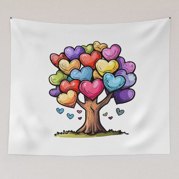 Item preview, Rainbow Heart Blossom Tree Saint Valentine's Day - Colorful Growing Love Tree Art Print designed and sold by DesignArtist.ia.
