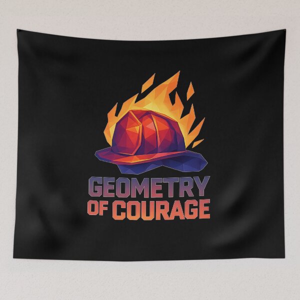 Item preview, Geometry of Courage - Low Poly Firefighter Helmet with Flames designed and sold by MKreative Studio.