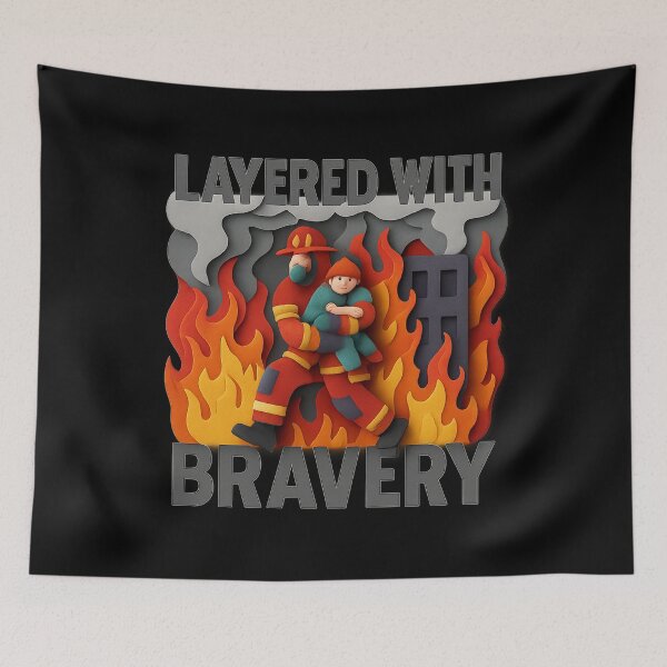 Item preview, Layered With Bravery - Firefighter Paper Cut Rescue Art designed and sold by MKreative Studio.