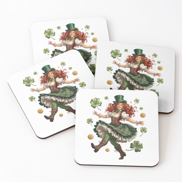 Item preview, Leprechaun Lady Dancing with Shamrocks designed and sold by jkrphoto.