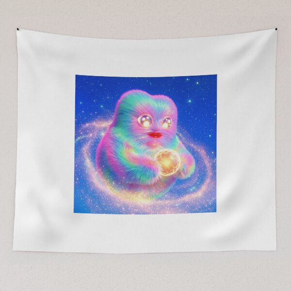 Item preview, Fluffy Cosmic Creature Holding Golden Orb designed and sold by maboroshilab.