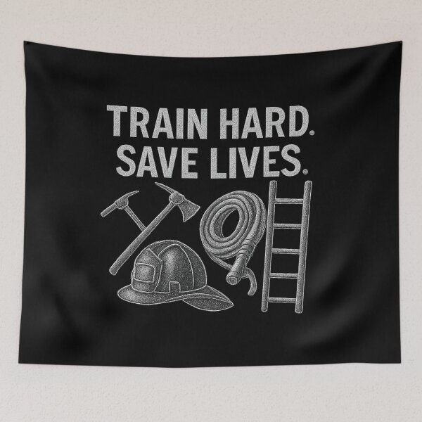 Item preview, Train Hard Save Lives - Firefighter Chalkboard Art designed and sold by MKreative Studio.