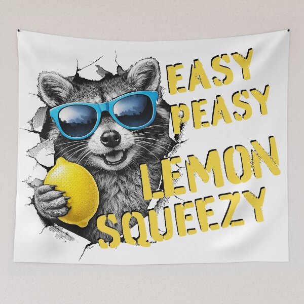Item preview, Easy Peasy Lemon Squeezy Raccoon Mixed Media designed and sold by CreareAT.