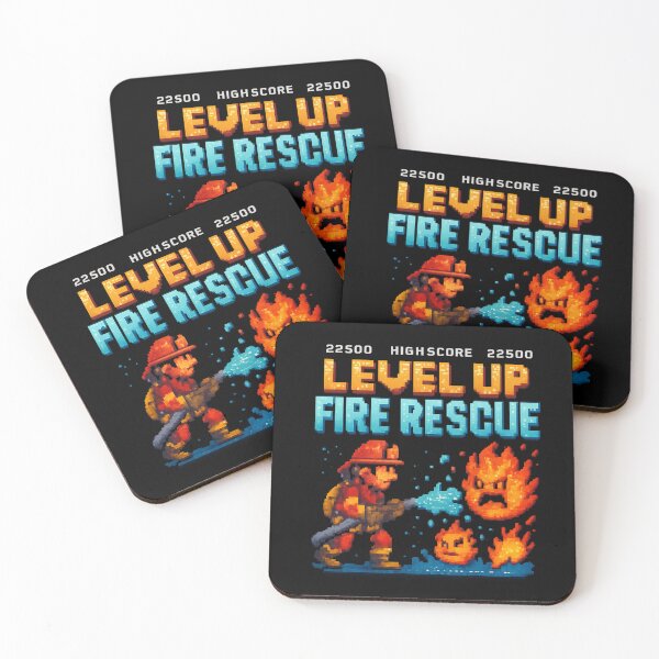 Item preview, LEVEL UP FIRE RESCUE - Retro Pixel Arcade Firefighter Design designed and sold by MKreative Studio.
