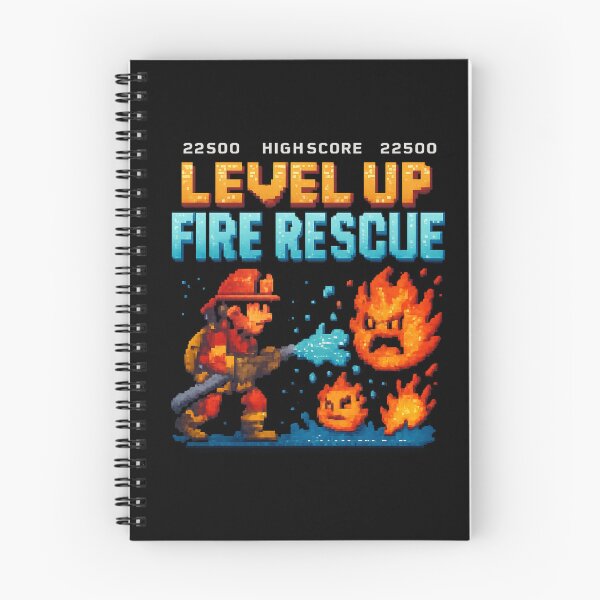 Item preview, LEVEL UP FIRE RESCUE - Retro Pixel Arcade Firefighter Design designed and sold by MKreative Studio.